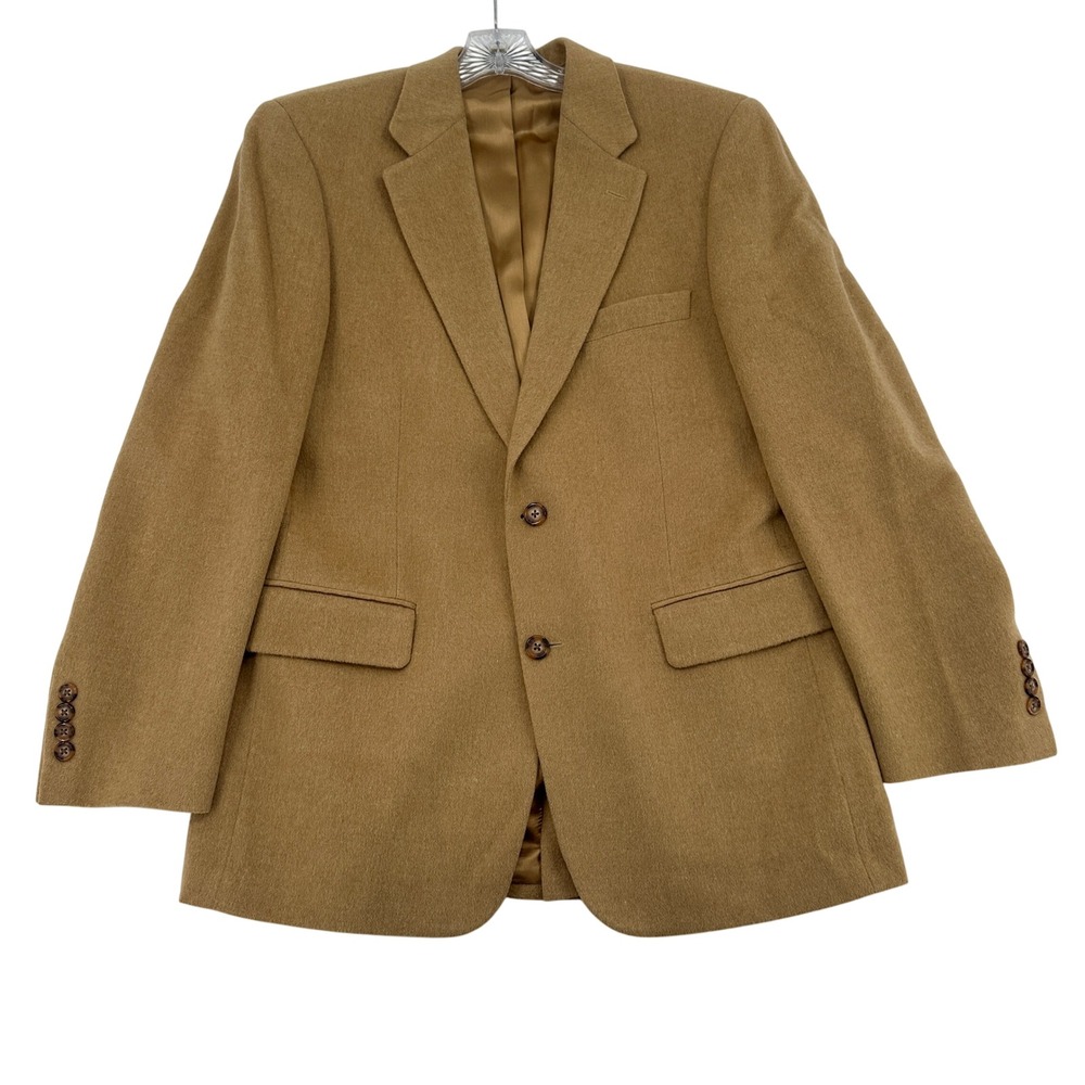 Stafford Executive Mens 100% Camel Hair Blazer Sport Coat Tan Brown 2 Button
